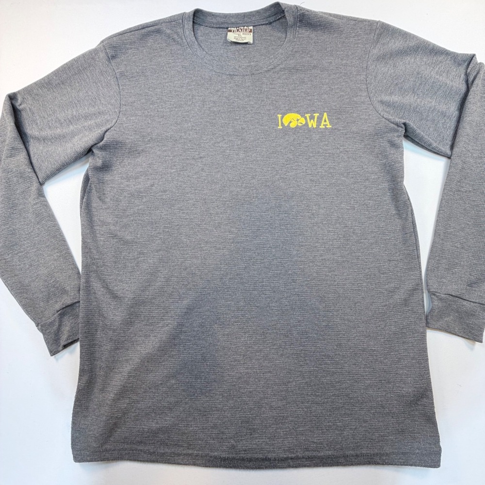 Iowa Hawkeyes Mens XL Waffle Thermal Long Sleeve Shirt Gray Open Trails NCAA